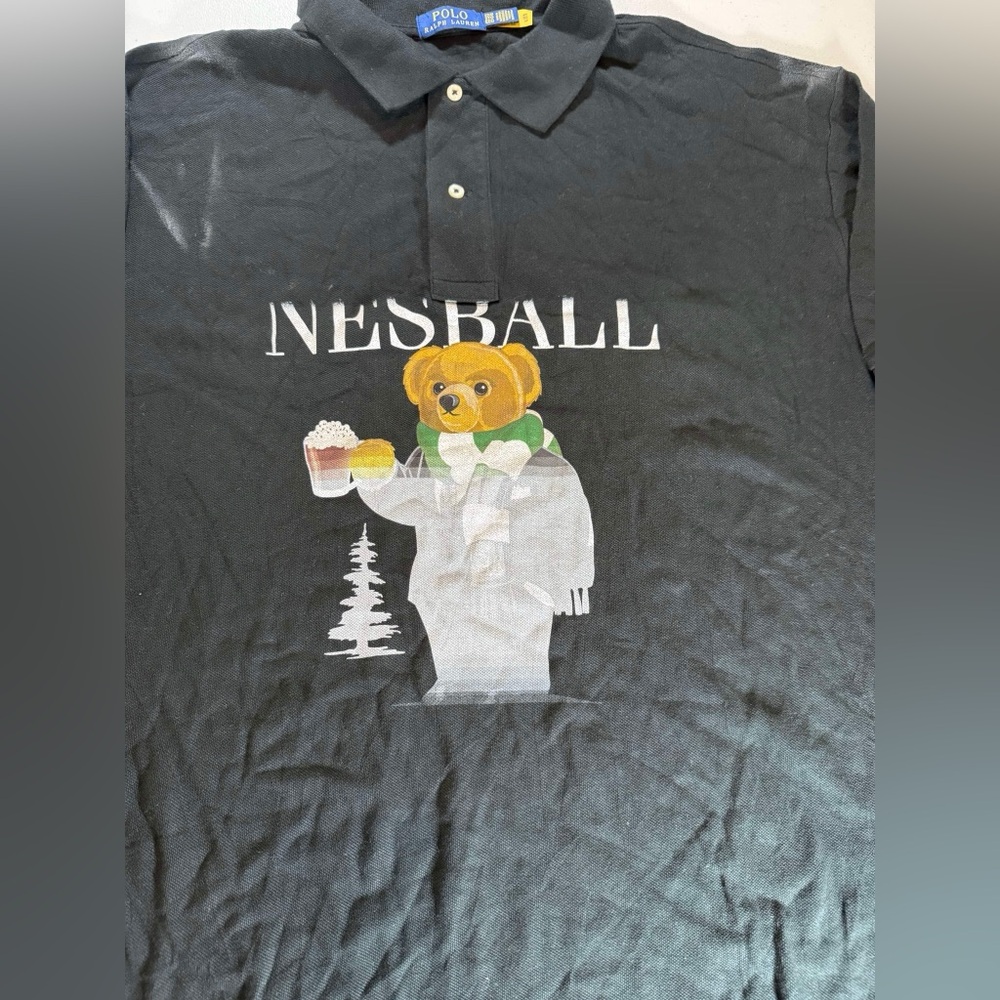 New sample Sz 2XB Black Ralph Lauren polo - Bear graphic - Picture 8 of 10